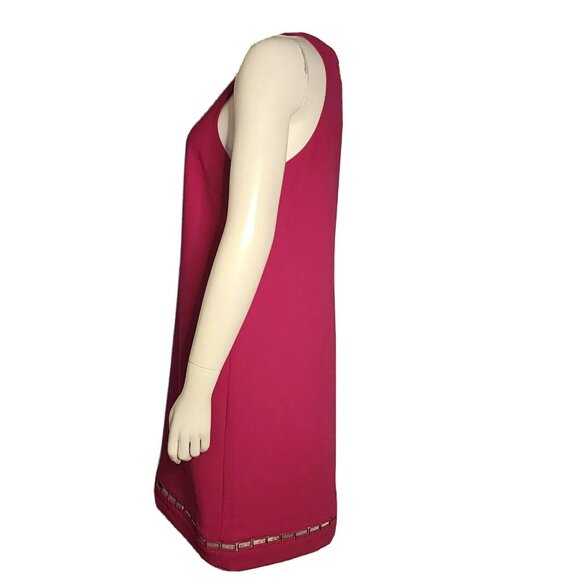 Trina Turk Dress Womens Size 8 Solid All Pink Sleeveless Zip Up Back Metal Trim - Picture 2 of 7